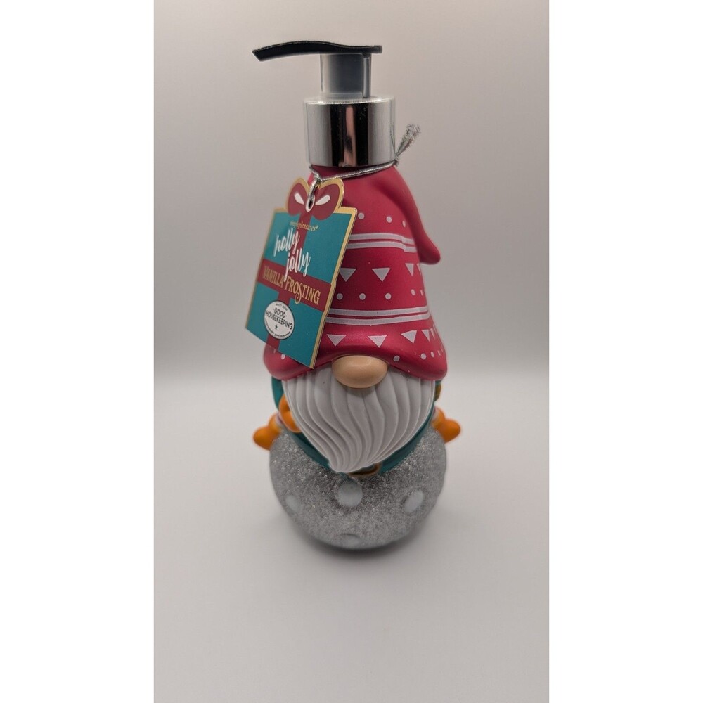 Holly Jolly Vanilla Frosting Gnome Refillable Hand Soap Dispenser Christmas